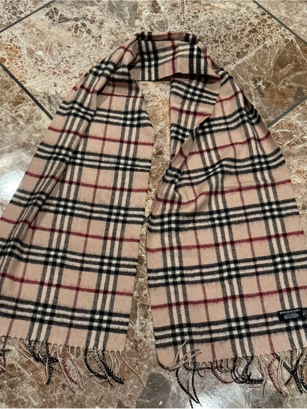 Burberry Beige Black and Red Classic Check Scarf